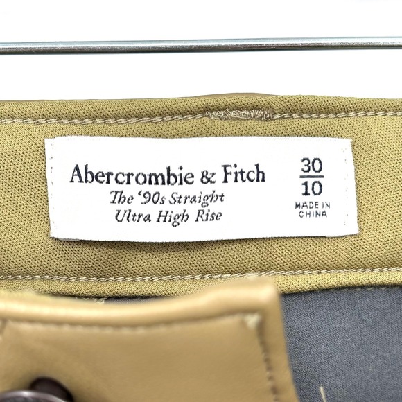 Abercrombie & Fitch 90s Straight Vegan Leather Pants Sz 30 Green Ultra High Rise - Picture 2 of 11